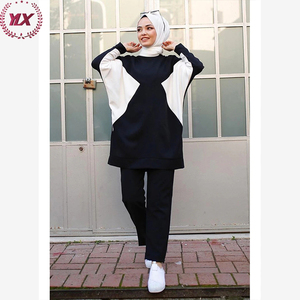 Commercio all'ingrosso 2 pezzi di <span class=keywords><strong>abbigliamento</strong></span> donna musulmana stile semplice tuta Casual islamica camicetta popolare con pantaloni <span class=keywords><strong>Online</strong></span> - Product Image 3