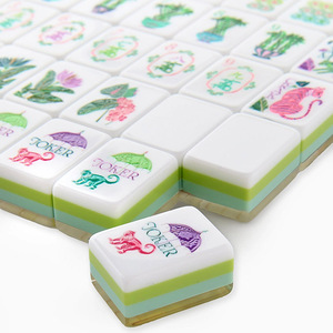 American <b>Mahjong</b> <b>Set</b> Customized Hot Selling Green Wood Grain Acrylic 4 Layer <b>Mahjong</b> Tile Customized Design - Product Image 4