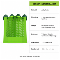 Panier de rangement d'angle à ventouse pour petits animaux, vert citron, en plastique ABS, support ventilé pour cage, tailles S et L