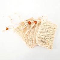 Sacs économiseurs de savon en sisal naturel et lin, pochettes exfoliantes pour savon, support en filet, éponge corporelle, sacs de rangement moussants pour la douche