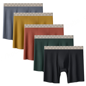 Wholesale Custom Design 91modal 9spandex Mens Underwear <b>Long</b> <b>Boxer</b> <b>Brief</b> Plaid Band Comfortable Men'S <b>Long</b> <b>Boxers</b> <b>Briefs</b> - Product Image 1
