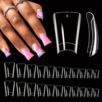 500 pièces clair ABS doux Gel ongles conseils carré cercueil motif filles français demi-couverture canard Press Ons pour doigts 10 pré-forme court