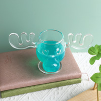 Vente en gros de verre à cocktail à haute teneur en borosilicate décorations de Noël tasses à café Creative Moose Glass Cup Beer Beverage Glass Tumble