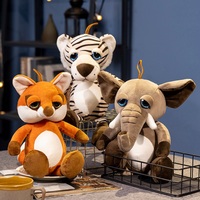 Nouvel animal en peluche de simulation, gros yeux, tigre, animal de la jungle, peluche câline, girafe, renard, lion, animaux en peluche de la jungle, cadeau