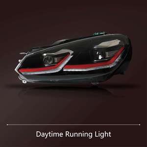Feux de jour à LED F139 <span class=keywords><strong>pour</strong></span> Volkswagen Golf 6 GTI 2009-2013, ensemble de phares avant gauche + droit, <span class=keywords><strong>lampe</strong></span> automobile - Product Image 3