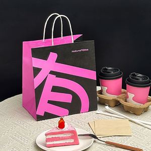 Bolsas de Papel Ecológicas Impresas con Logotipo Personalizado, Diseño Gratuito, Aptas para Comida para Llevar de Panadería, Entrega de Alimentos y Empaque de Panadería - Product Image 1