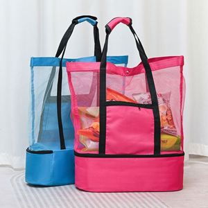 Bolsa de Almuerzo Multifuncional con Logotipo Personalizado Gratuito, Bolsa de Picnic con Aislamiento Térmico, Bolsa de Playa de Doble Capa, Bolsa de Malla de Nailon para Natación - Product Image 4