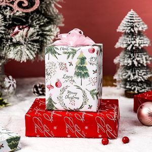 Papel de regalo navideño de alta gama con diseño de corazón y árbol de Navidad a color para mamá, impresión a doble cara, personalizable - Product Image 4
