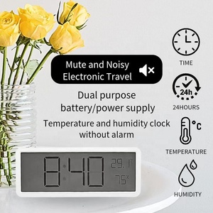 Relógio eletrônico simples e silencioso quarto assento relógio <span class=keywords><strong>desktop</strong></span> fino pêndulo relógio temperatura e umidade detecção - Product Image 2