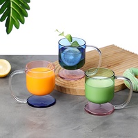 Tasse en verre flottante colorée avec poignée, anti-explosion et écologique, pour le bureau et la maison, tasse à café