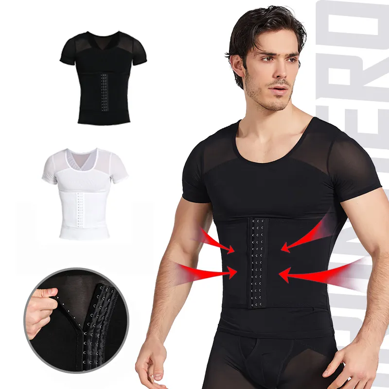 6015 Mens Shapewear Tops giữ gìn cơ thể nam phòng tập thể dục tráng Áo sơ mi bụng bụng Kiểm soát giảm béo vest corset eo huấn luyện viên áo lót