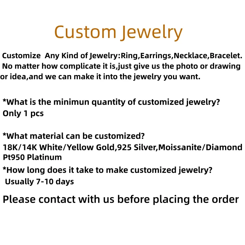 Perhiasan kustom cincin pernikahan berlian Moissanite di Pt950 Platinum 18K/14K putih/kuning emas 925 kustomisasi pribadi perak