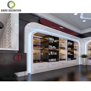 Soporte de exhibición de madera duradero personalizado Vitrina de exhibición de farmacia moderna para bonito Mostrador de tienda médica Diseño de interiores - Product Image 3