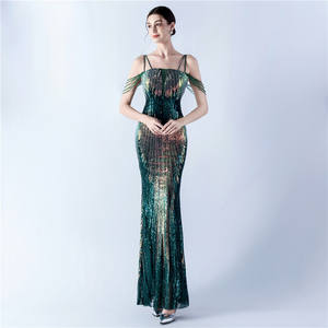 33025 # nouveau positionnement fleur perle broche robe de soirée Banquet célébration annuelle Performance robe d'hôte - Product Image 1