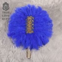 Afrikanische Hochzeit Marabou Feder Fan Hochzeit Braut Brautjungfer Holding Feder Mehrfarbig Gold Big Round Fan Handmade