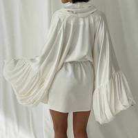 Enyami-Ensemble Cardigan Décontracté pour Femme, à Manches Bouffantes, Élégant, Mini Robe Jupe pour Fille, 2 Pièces