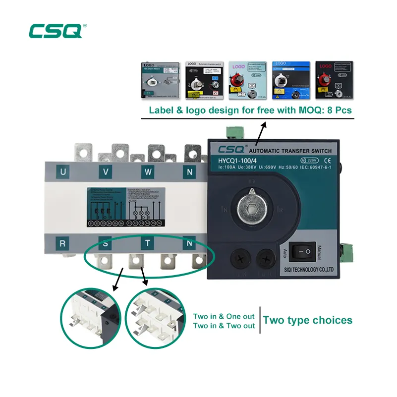 CSQ bajo precio AC conmutador eléctrico ATS 220v 380v 4P 3 Fase ATSE controlador de transferencia automática interruptor para generador