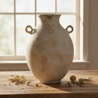 Vase à fleurs en céramique et terre cuite avec poignée, style vintage chinois, texture antique, pour décoration de table de maison de campagne, design de créateur