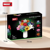 Woma 1:8 Bloques de Construcción de Plástico ABS, 40 Piezas, Juguete DIY, Ramo de Rosas, Arreglo Floral, Regalo de San Valentín, Unisex