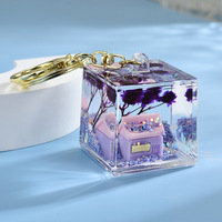Pendentif Bouteille d'Huile Liquide en Acrylique Tendance Mode, Porte-clés Lumineux pour Couple Fête de Qixi, Sac à Dos Dessin Animé Maison Arbre