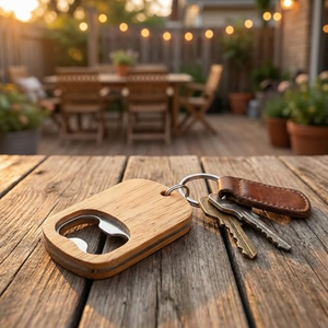 Décapsuleurs porte-clés en bois (lot de 50) - Combinaison bois et métal, supports vierges pour gravure laser - Product Image 2