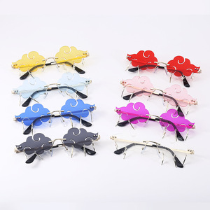 Kính mát thời trang 2025 bán buôn sét đám mây màu đỏ hình dạng kính mát bên vui bóng kính mát không khung - Product Image 1