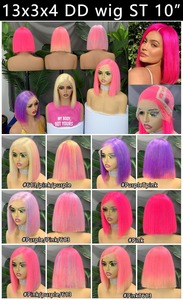 FH Pink Colors Short Straight <b>Bob</b> <b>Wig</b> 13x4 Lace Front Hair <b>Wig</b> 10inch Personality Light Color Human Hair <b>Bob</b> <b>Wig</b> - Product Image 2