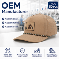 Casquette de baseball unisexe légère et performante pour l'extérieur, avec patch en caoutchouc personnalisé en forme de patte d'ours, perforations laser et cordon réglable