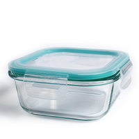 Boîte de conservation alimentaire carrée en verre de haute qualité JM et boîte à lunch en verre avec joint en silicone