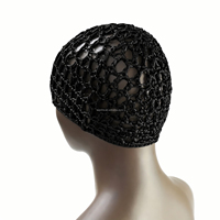 Gorro de Ganchillo Hecho a Mano con Correa Ajustable, Unisex, Negro, de Malla, para Peluca, Gorro de Quimioterapia, Turbante para Dormir, Uso Doméstico, 100% Poliéster