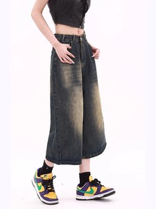 Venta Directa de Fábrica: Pantalones Capri Vaqueros Holgados de Cintura Alta para Mujer, Estilo Retro Degradado, Desbloquea el Código del Estilo Urbano - Product Image 3