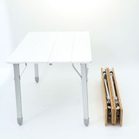 Table de camping pliable en bambou, réglable en hauteur, portable, pour pique-nique et camping en plein air