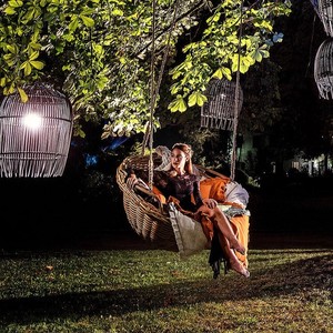 Sedia a Dondolo Nordica da Interno, Stile Celebrità di Internet, Cesto Sospeso in Rattan per Balcone, Poltrona Relax per Ragazze, Sedia a Dondolo per Patio - Product Image 5