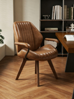 Chaise de salle à manger moderne en bois massif avec revêtement en cuir, design ergonomique, structure durable, dossier confortable pour la maison, le bureau et la chambre