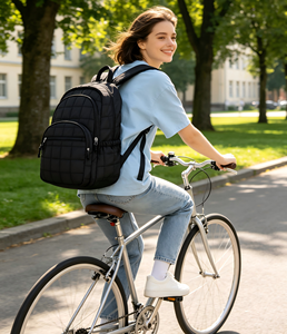 Mochila de Viaje Acolchada para Mujer, 55L, Mochila para Portátil Universitaria, Negra - Product Image 6