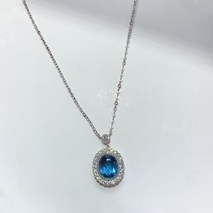 Elegante Joyería de Plata de Ley S925 con Topacio Azul Londres Natural, Gema Ovalada de 7x9mm, Regalo para Mujer - Product Image 4