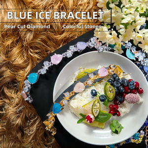 Bạc Mạ Đa Màu Sắc Màu Xanh Băng Cubic Zirconia Đá Bông Tai Ngăn Xếp Liên Kết Vòng Đeo Tay Boho Đảng Nữ Đồ Trang Sức Bông Tai - Product Image 3