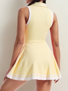Abito da Tennis Senza Maniche con Colletto a <span class=keywords><strong>Polo</strong></span> per Donne, <span class=keywords><strong>Vestito</strong></span> Sportivo a Contrasto con Tasca per Telefono e Pantaloncini Incorporati, Abito Sportivo per Golf e Allenamento - Product Image 3