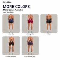 Combinaison de yoga Dingtai Color Block à dos croisé, une pièce, sans manches, grande taille, extensible dans quatre directions, légère, en nylon et élasthanne, séchage rapide