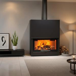 Insert de cheminée moderne à bois, grande <span class=keywords><strong>foyer</strong></span> en acier, chauffage au feu véritable, pour maison et villa - Product Image 4