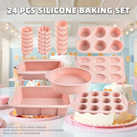 Ensemble de 24 moules à pâtisserie en silicone de qualité alimentaire, antiadhésifs, pour gâteaux, muffins, cupcakes, pain, réutilisables