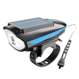 Bicycle Solar Charging <strong>LED</strong> Horn Headlight ABS Waterproof XPG High Lumen Long Range Outdoor <strong>Cycling</strong> Three in One Front Light - Product Image 1