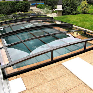 Diseño moderno Estructura de aluminio para exteriores Cubierta de <span class=keywords><strong>techo</strong></span> de vidrio deslizante retráctil para invierno sobre el suelo Terraza y piscina - Product Image 1