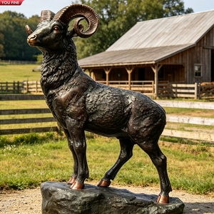 Sculpture en bronze coulé YOUFINE, ibex grandeur nature, statue de chèvre de montagne sauvage pour la <span class=keywords><strong>d</strong></span>écoration de la ferme et du pâturage - Product Image 4