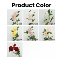 Bunga Peony Sutra Buatan Berkualitas Tinggi 3 Kepala Warna Putih Pink untuk Dekorasi Pernikahan, Pesta, dan Hiasan Tengah Meja Rumah