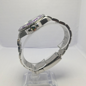 Montre de plongée automatique mécanique de luxe pour hommes, de qualité supérieure, en acier inoxydable, avec cadran noir et violet, étanche 5 bars - Product Image 3