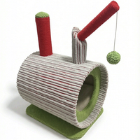 Mignonne Tour d'activités pour chat en forme de cylindre avec cachette, maisonnette en velours côtelé et colonnes à gratter en sisal