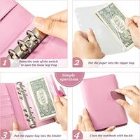 Organiseur de budget en cuir PU à couverture rigide, format A5/A6, avec pochettes pour argent liquide, 6 trous, fermeture éclair en PVC, personnalisable