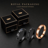 Bagues de couple en acier inoxydable plaqué or rose 18 carats avec micro-pavé de zircone cubique, logo Roi et Reine, pour hommes et femmes, vente en gros