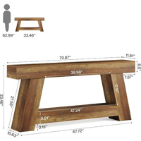 Meuble TV Tribesign 63 pouces pour hôtel, compatible avec les téléviseurs 55/60/65/75 pouces, console multimédia moderne minimaliste en bois massif écologique extra-longue